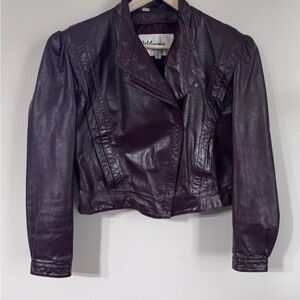 Vintage 80s Moto Biker Heavy Brown/ Oxblood WILSON Leather Cropped Jacket